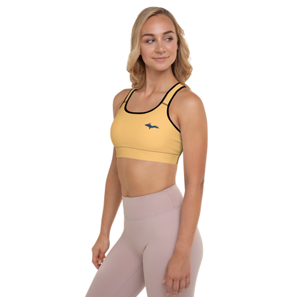 Michigan Upper Peninsula Padded Sports Bra (w/ UP Outline) | Apricot