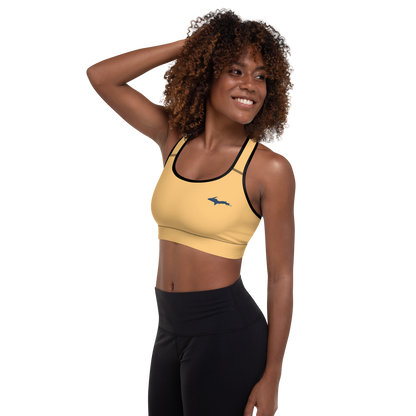 Michigan Upper Peninsula Padded Sports Bra (w/ UP Outline) | Apricot