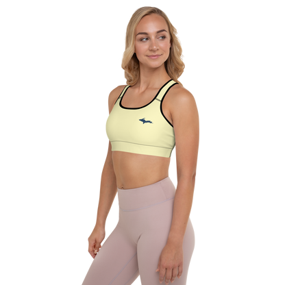 Michigan Upper Peninsula Padded Sports Bra (w/ UP Outline) | Canary Yellow