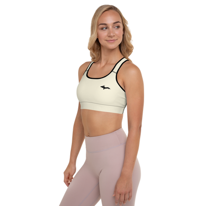 Michigan Upper Peninsula Padded Sports Bra (w/ UP Outline) | Ivory