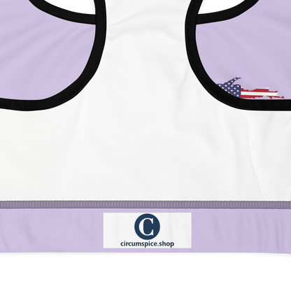 Michigan Upper Peninsula Padded Sports Bra (w/ UP USA Flag Outline) | Lavender