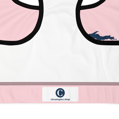 Michigan Upper Peninsula Padded Sports Bra (w/ UP Outline) | Pale Pink