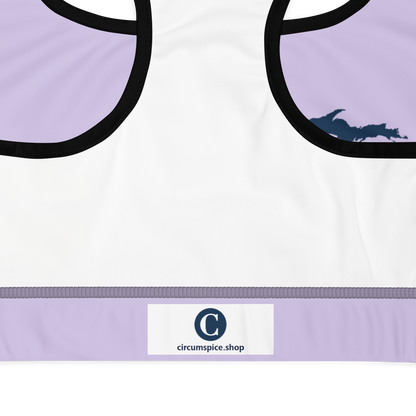 Michigan Upper Peninsula Padded Sports Bra (w/ UP Outline) | Lavender