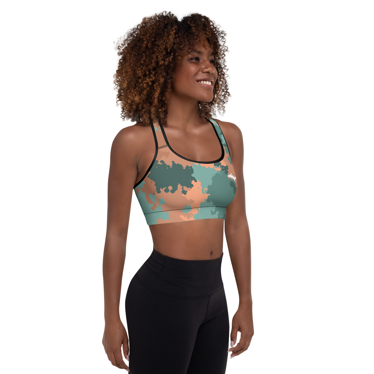 Michigan Upper Peninsula Padded Sports Bra (w/ UP Outline) | Copper Country Camo