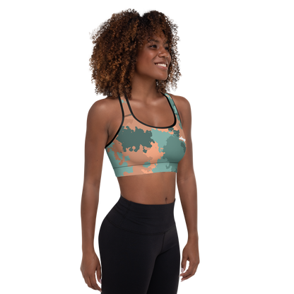 Michigan Upper Peninsula Padded Sports Bra (w/ UP Outline) | Copper Country Camo