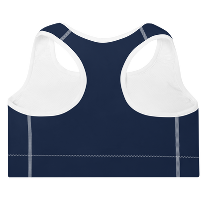 Michigan Upper Peninsula Padded Sports Bra (w/ UP USA Flag Outline) | Navy