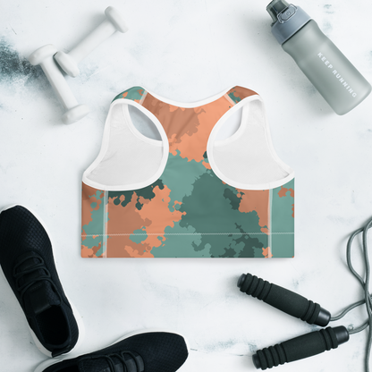 Michigan Upper Peninsula Padded Sports Bra (w/ UP Outline) | Copper Country Camo