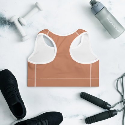 Michigan Upper Peninsula Padded Sports Bra (w/ UP Outline) | Copper Color