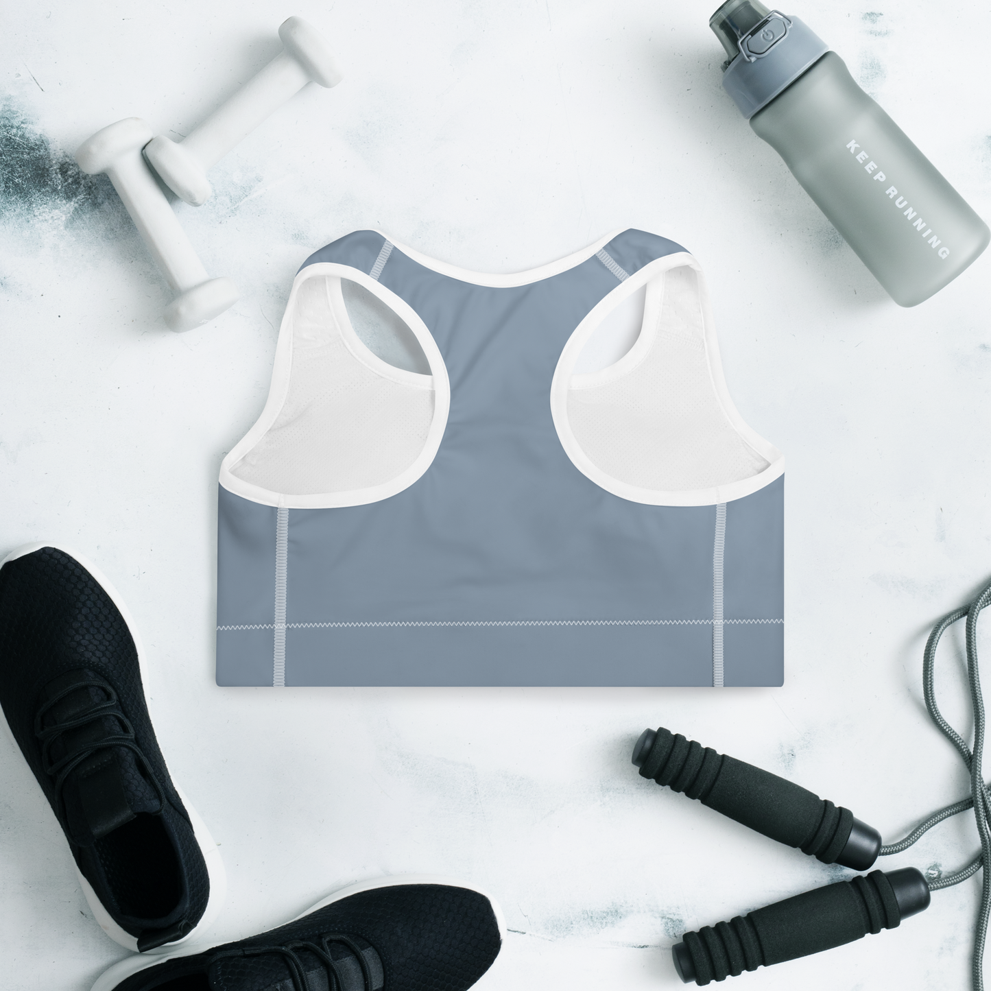 Michigan Upper Peninsula Padded Sports Bra (w/ UP Outline) | B-24 Liberator Grey