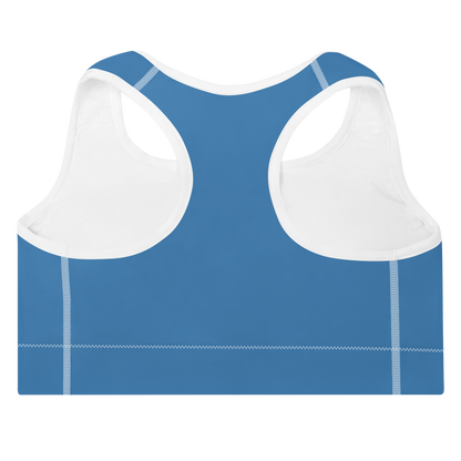 Michigan Upper Peninsula Padded Sports Bra (w/ UP Outline) | Lake Superior Blue