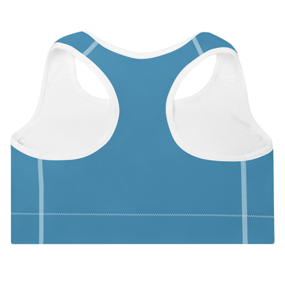 Michigan Upper Peninsula Padded Sports Bra (w/ UP Outline) | Lake Michigan Blue