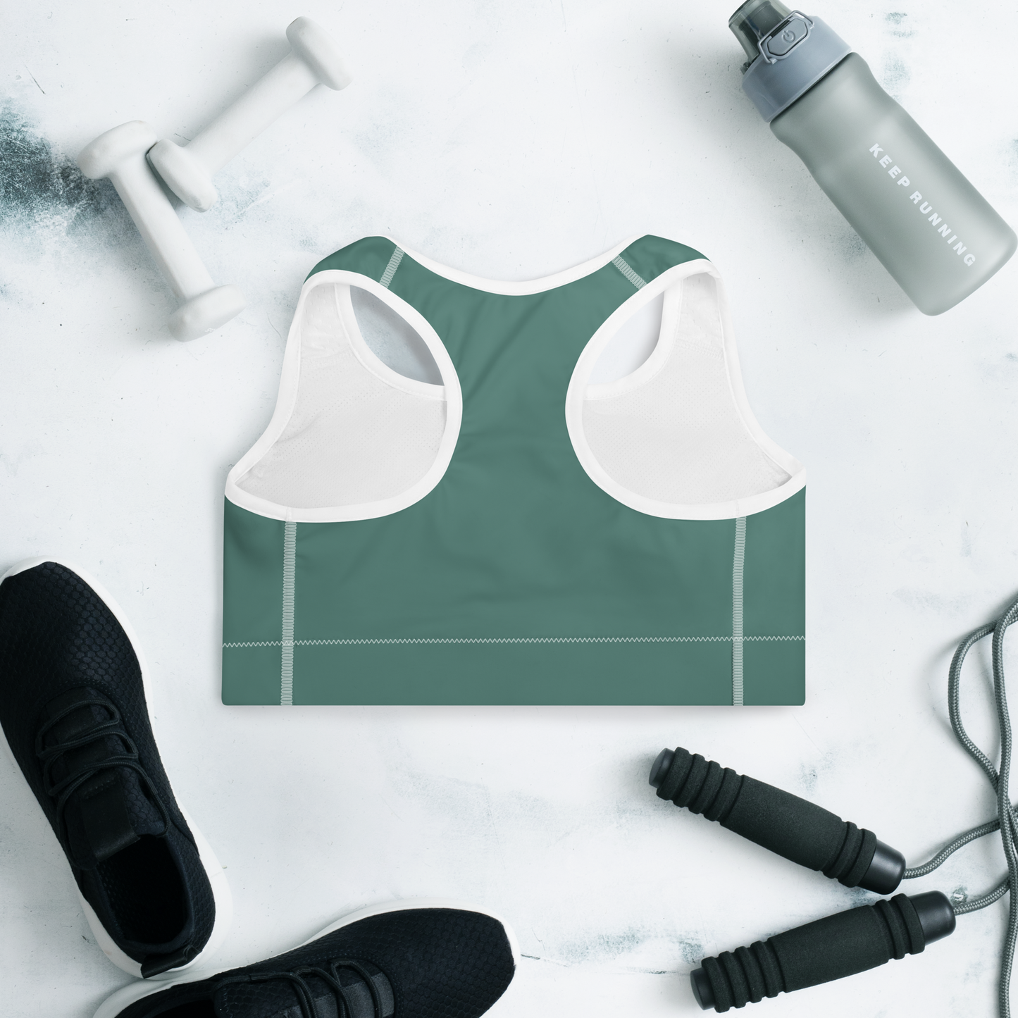 Michigan Upper Peninsula Padded Sports Bra (w/ UP Outline) | Copper Green