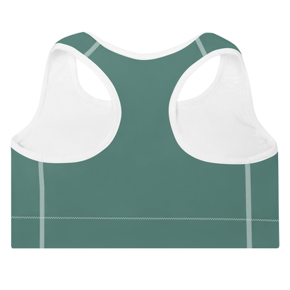 Michigan Upper Peninsula Padded Sports Bra (w/ UP Outline) | Copper Green