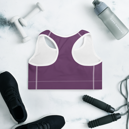 Michigan Upper Peninsula Padded Sports Bra (w/ UP Outline) | Plum