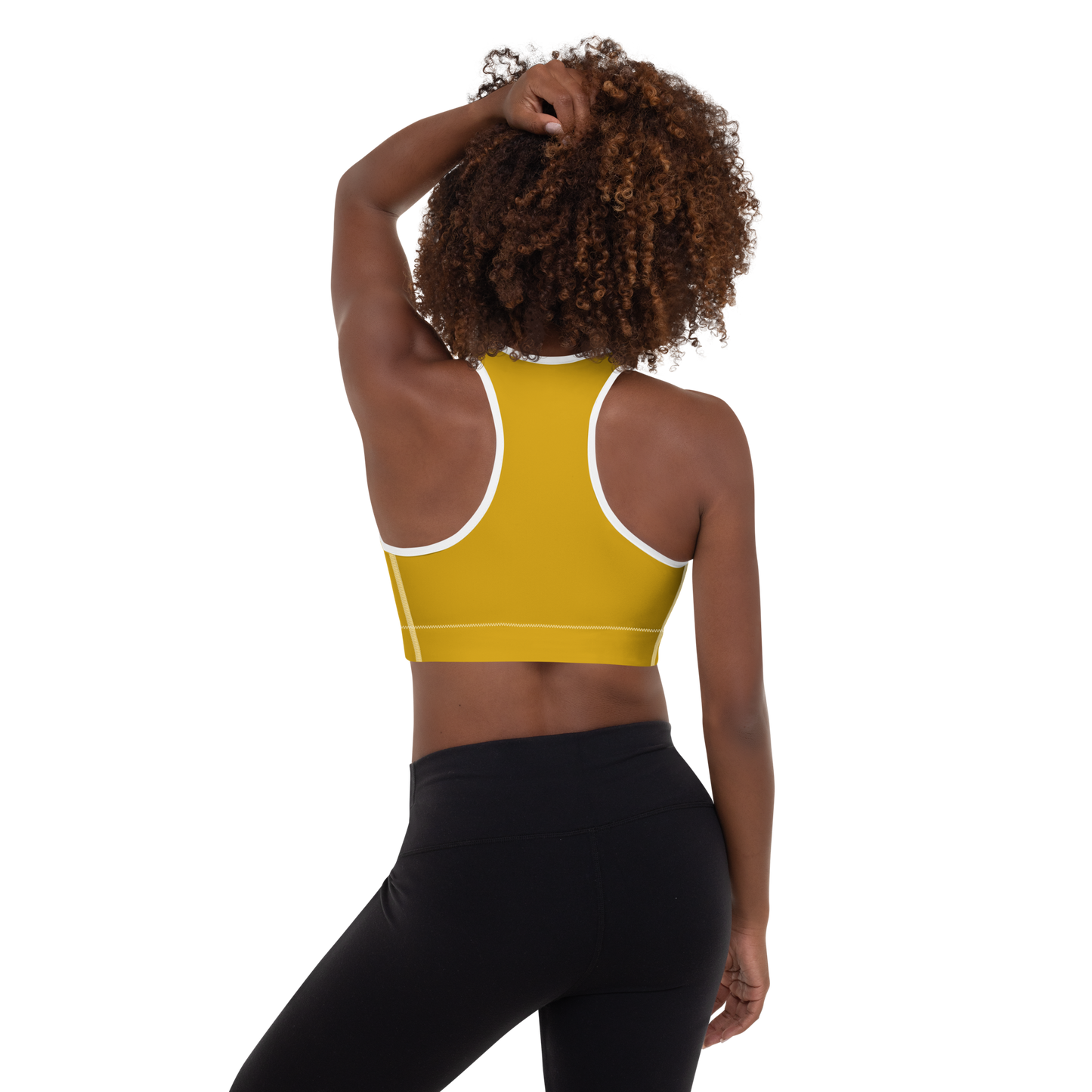 Michigan Upper Peninsula Padded Sports Bra (w/ UP Outline) | Gold