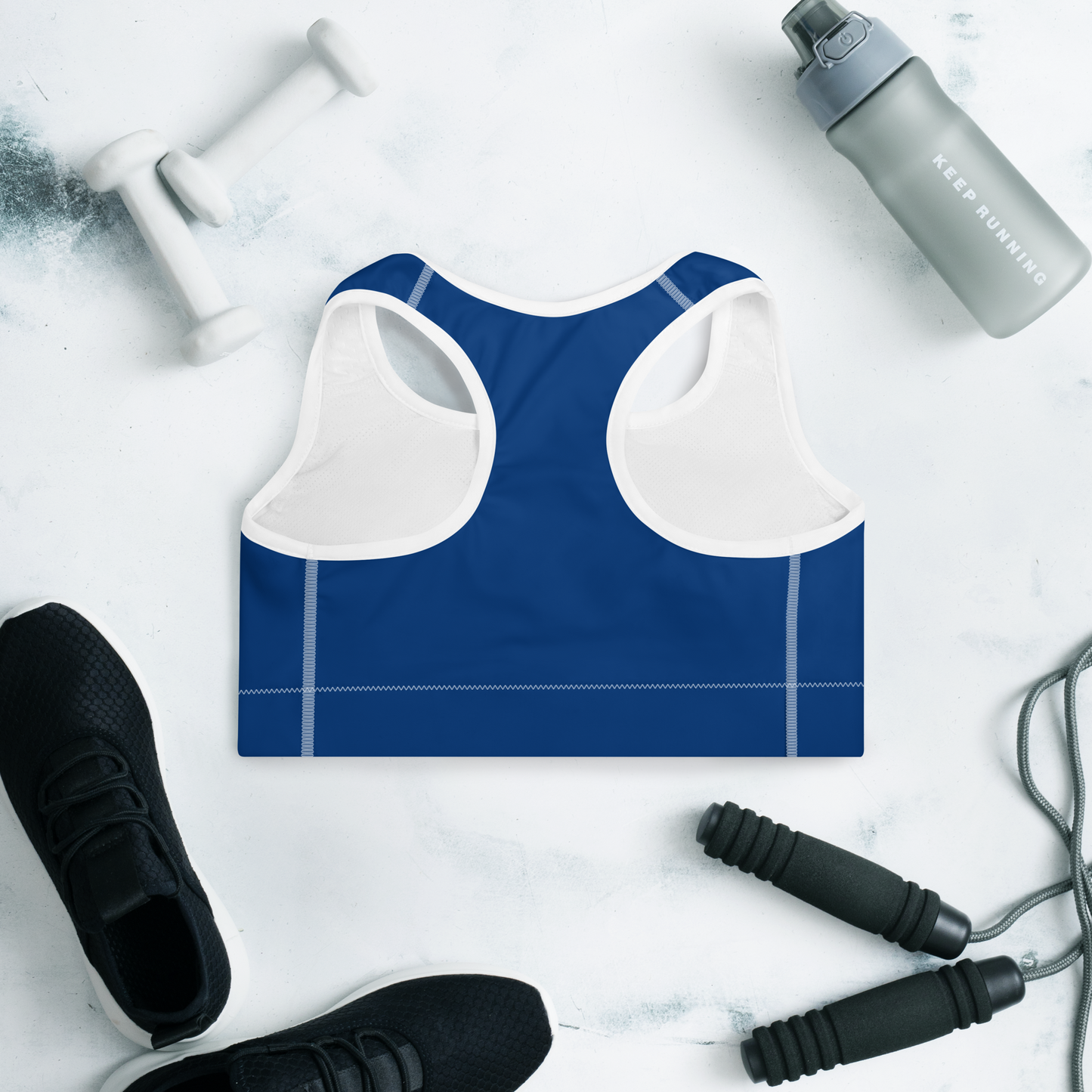 Michigan Upper Peninsula Padded Sports Bra (w/ UP Outline) | Dearborn Blue