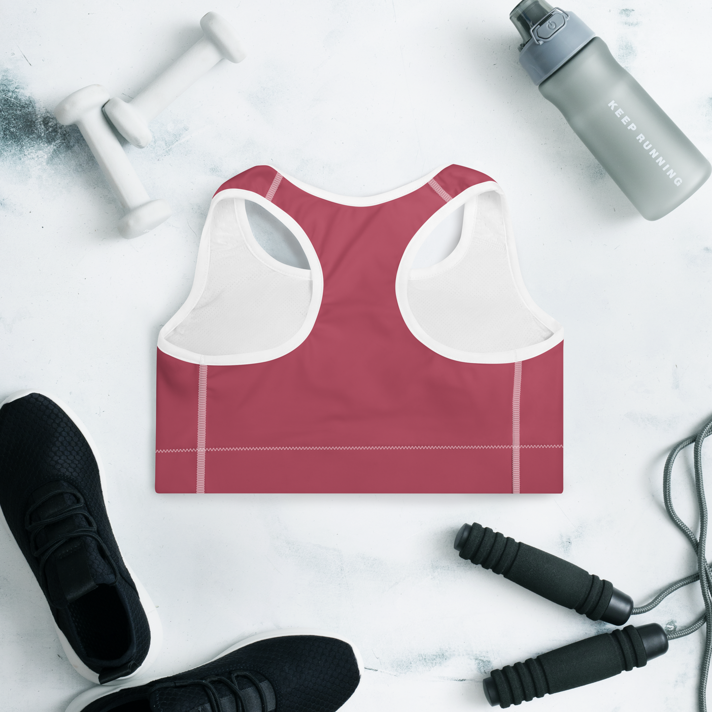 Michigan Upper Peninsula Padded Sports Bra (w/ UP Outline) | Popstar Pink