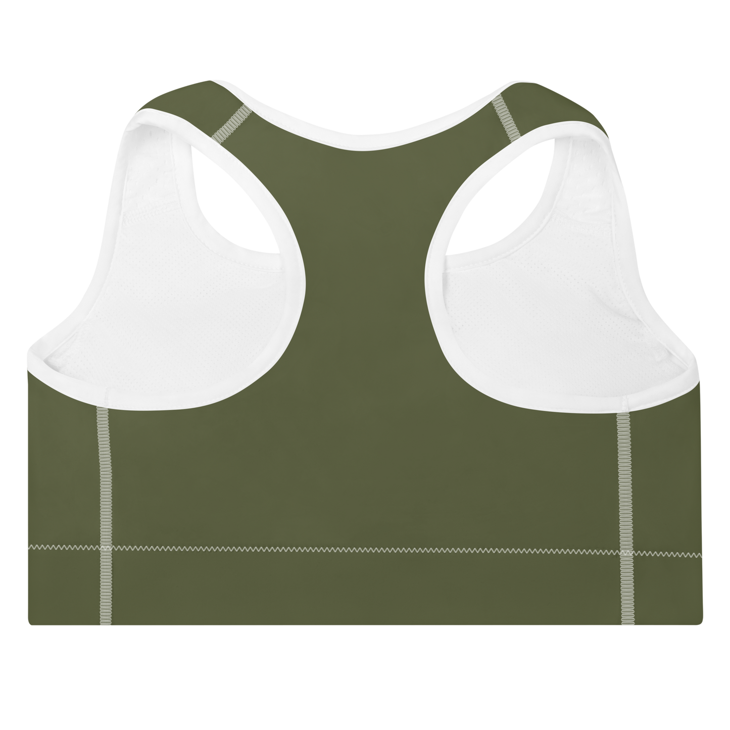 Michigan Upper Peninsula Padded Sports Bra (w/ UP Outline) | Army Green