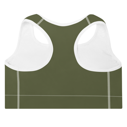 Michigan Upper Peninsula Padded Sports Bra (w/ UP Outline) | Army Green