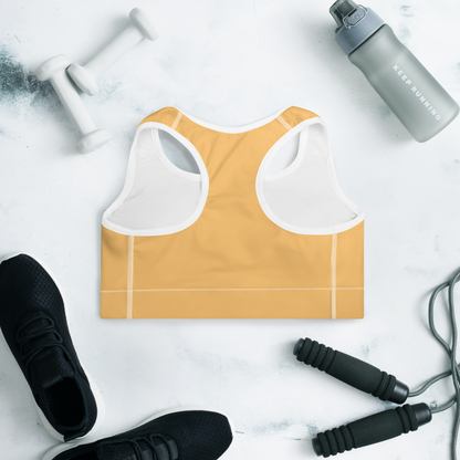 Michigan Upper Peninsula Padded Sports Bra (w/ UP Outline) | Apricot