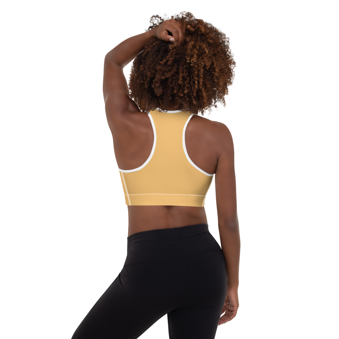 Michigan Upper Peninsula Padded Sports Bra (w/ UP Outline) | Apricot