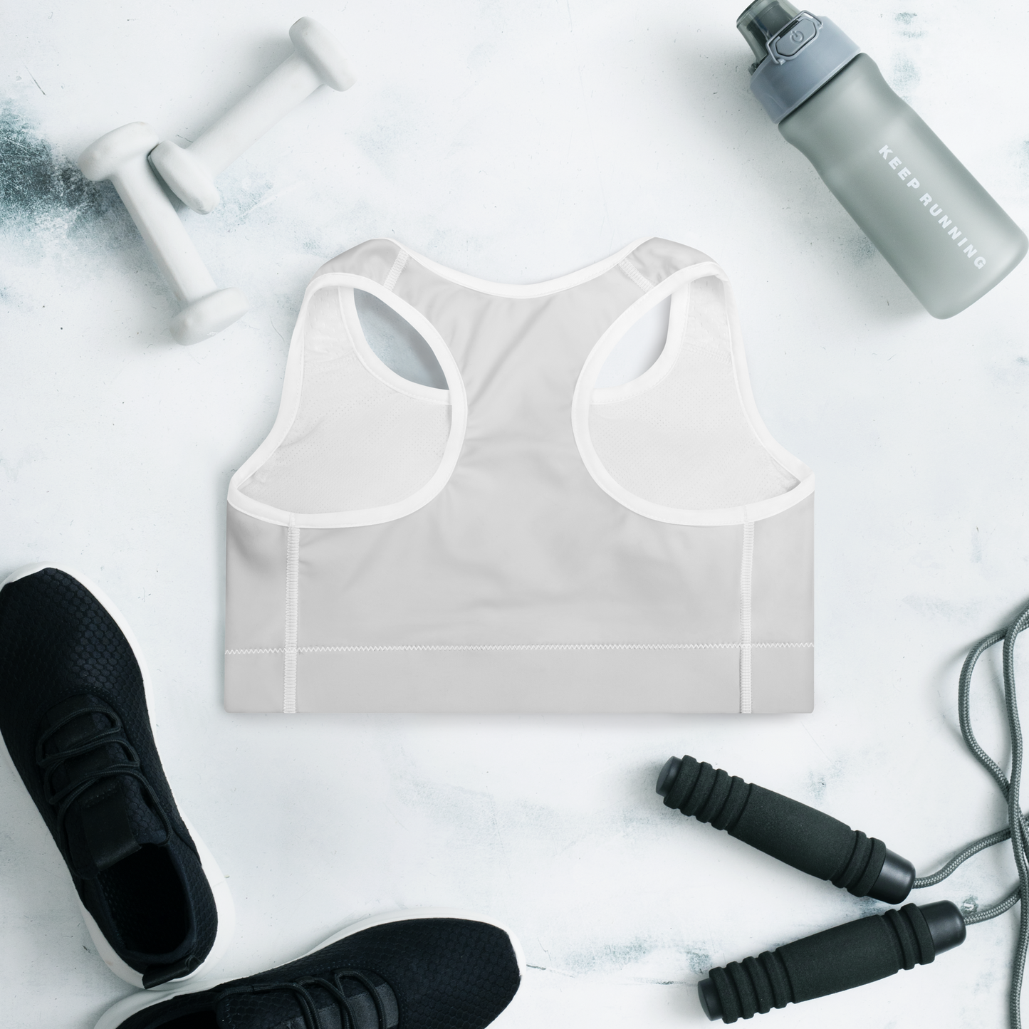 Michigan Upper Peninsula Padded Sports Bra (w/ UP Outline) | Birch Bark White