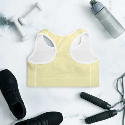 Michigan Upper Peninsula Padded Sports Bra (w/ UP Outline) | Canary Yellow