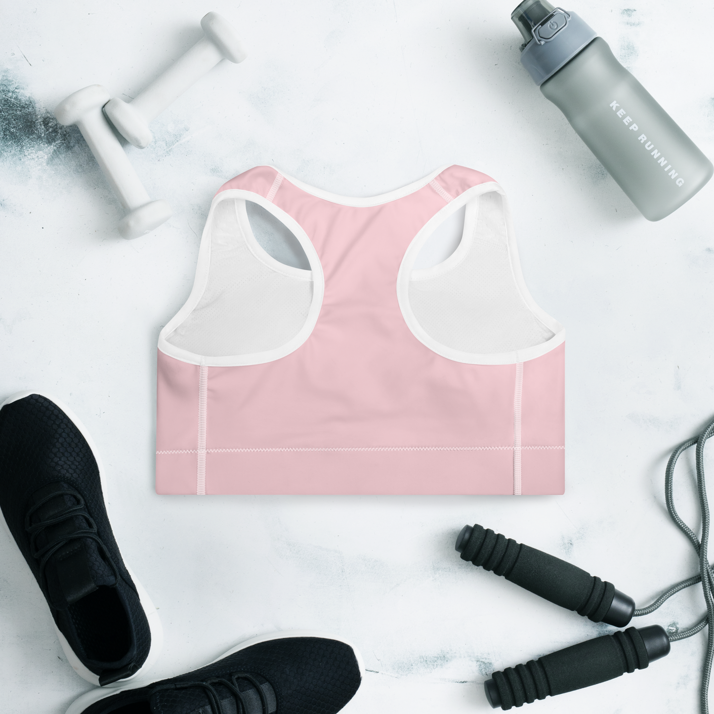 Michigan Upper Peninsula Padded Sports Bra (w/ UP Outline) | Pale Pink