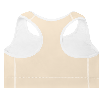 Michigan Upper Peninsula Padded Sports Bra (w/ UP Outline) | Champagne White