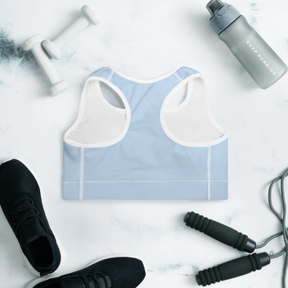 Michigan Upper Peninsula Padded Sports Bra (w/ UP Outline) | Light Blue