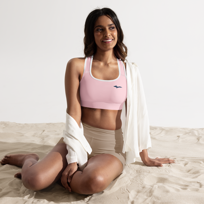 Michigan Upper Peninsula Padded Sports Bra (w/ UP Outline) | Pale Pink