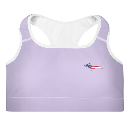 Michigan Upper Peninsula Padded Sports Bra (w/ UP USA Flag Outline) | Lavender