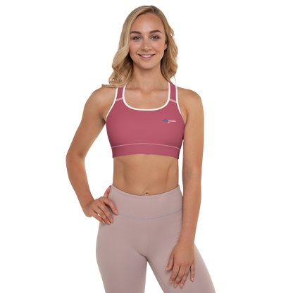 Michigan Upper Peninsula Padded Sports Bra (w/ UP USA Flag Outline) | Popstar Pink