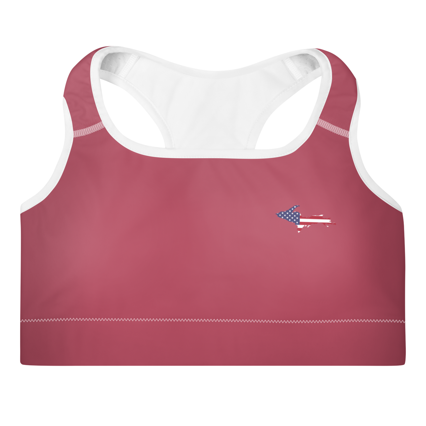 Michigan Upper Peninsula Padded Sports Bra (w/ UP USA Flag Outline) | Popstar Pink