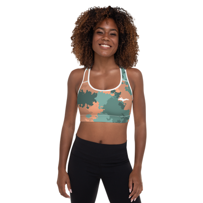 Michigan Upper Peninsula Padded Sports Bra (w/ UP Outline) | Copper Country Camo