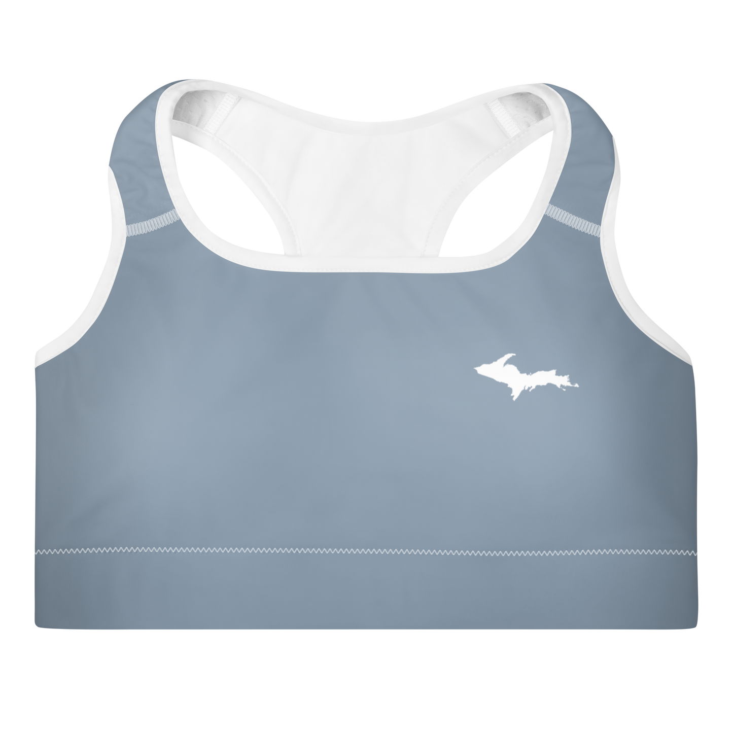 Michigan Upper Peninsula Padded Sports Bra (w/ UP Outline) | B-24 Liberator Grey