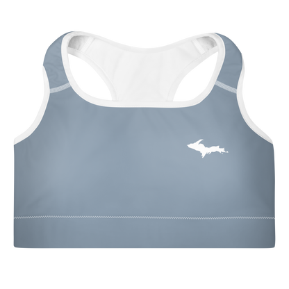 Michigan Upper Peninsula Padded Sports Bra (w/ UP Outline) | B-24 Liberator Grey