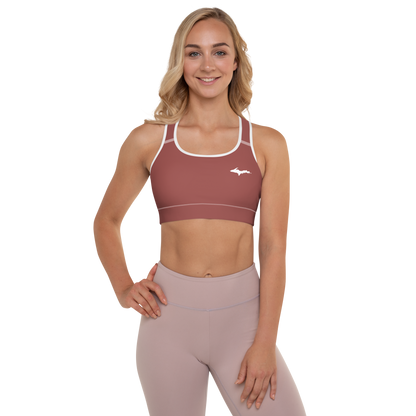 Michigan Upper Peninsula Padded Sports Bra (w/ UP Outline) | Ore Dock Red