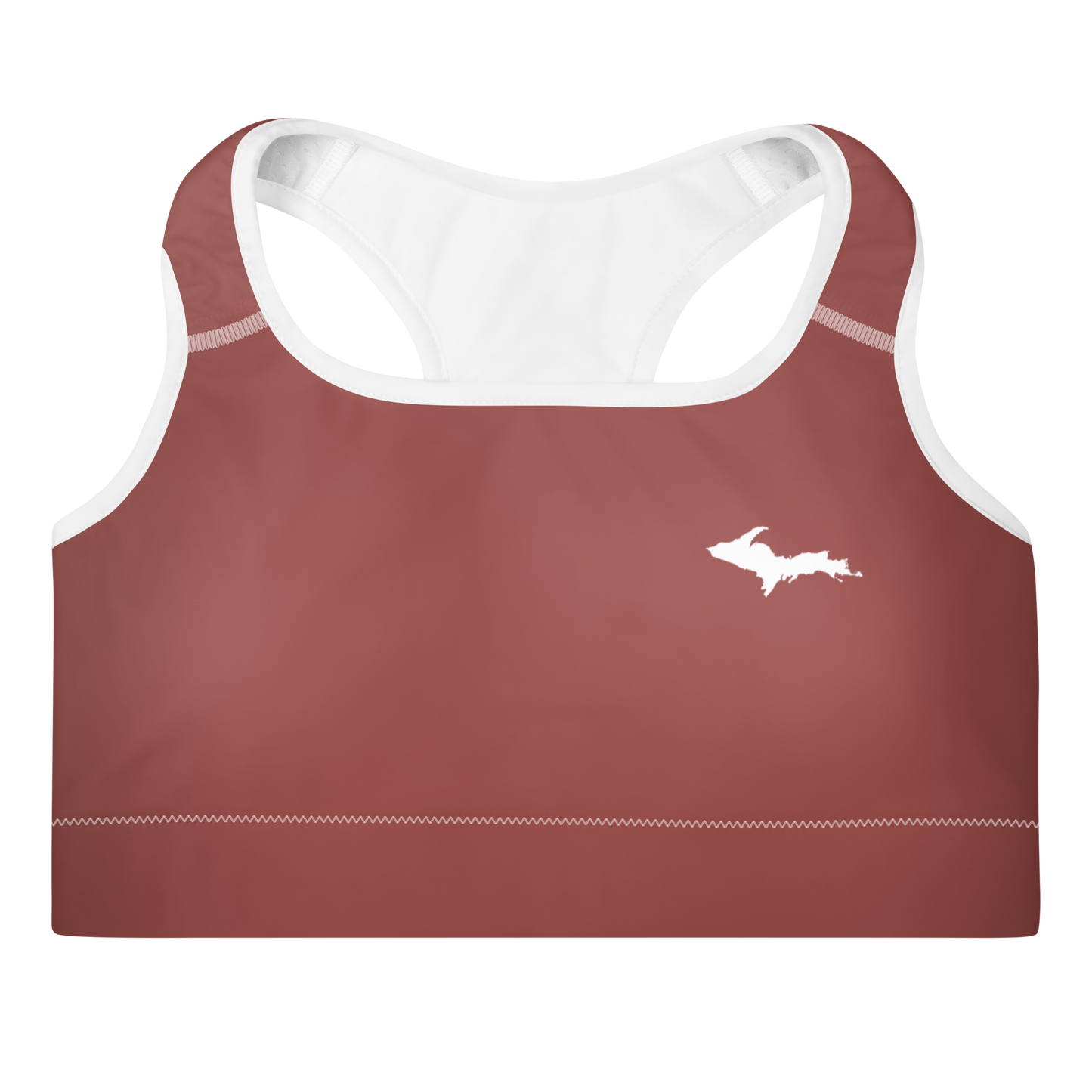 Michigan Upper Peninsula Padded Sports Bra (w/ UP Outline) | Ore Dock Red