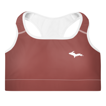 Michigan Upper Peninsula Padded Sports Bra (w/ UP Outline) | Ore Dock Red