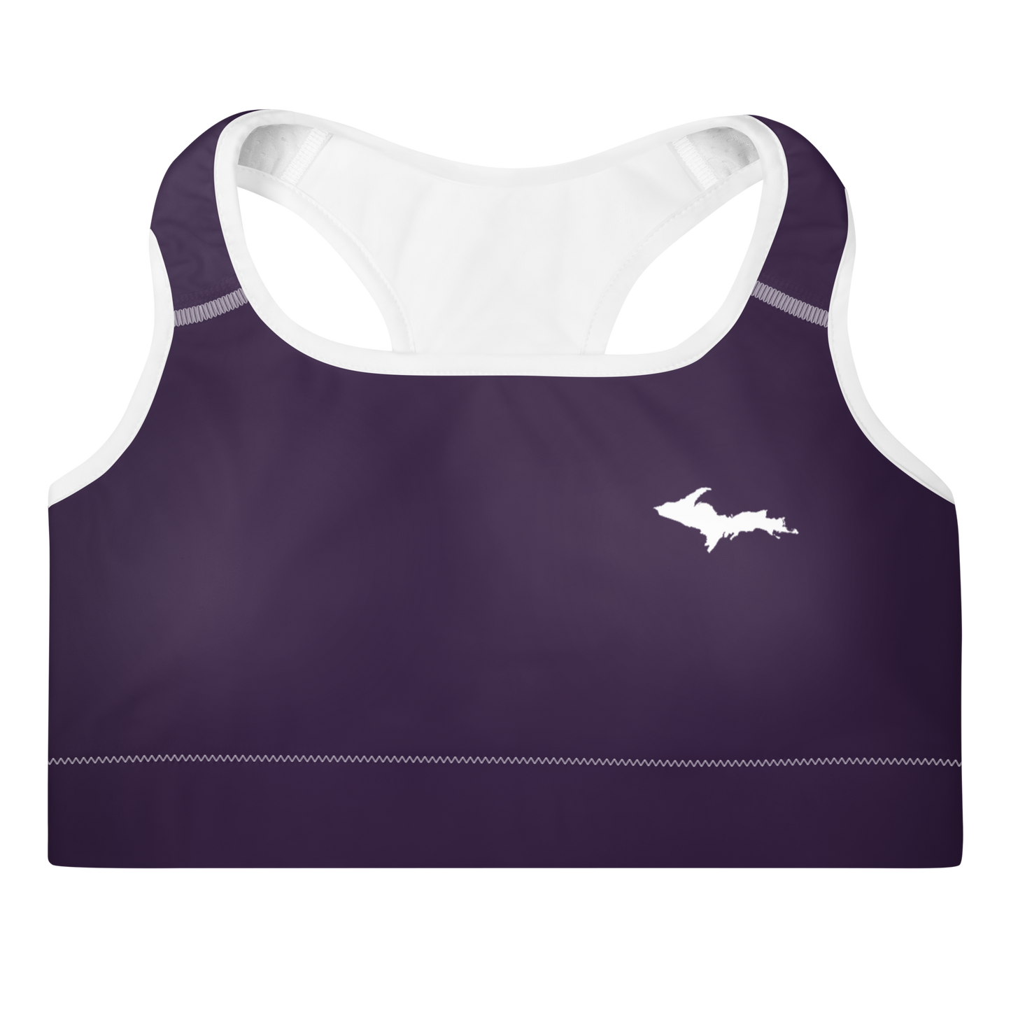 Michigan Upper Peninsula Padded Sports Bra (w/ UP Outline) | Blackcurrant Color