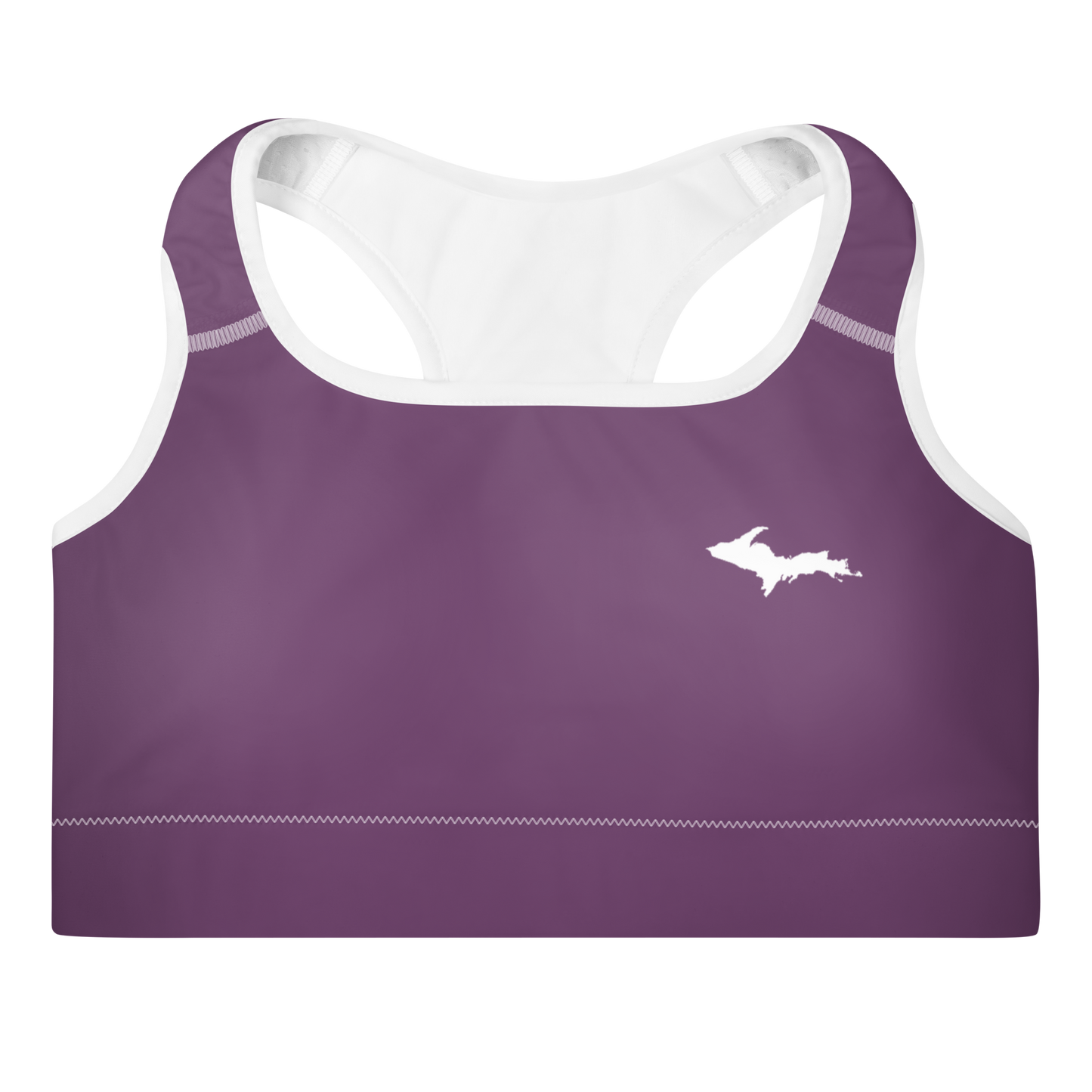 Michigan Upper Peninsula Padded Sports Bra (w/ UP Outline) | Plum