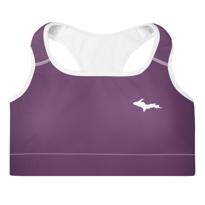 Michigan Upper Peninsula Padded Sports Bra (w/ UP Outline) | Plum