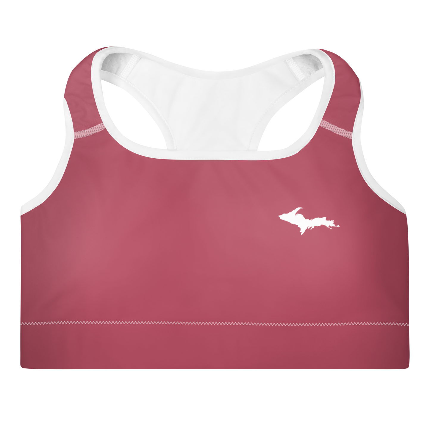 Michigan Upper Peninsula Padded Sports Bra (w/ UP Outline) | Popstar Pink