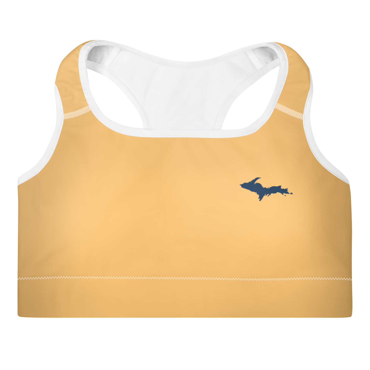 Michigan Upper Peninsula Padded Sports Bra (w/ UP Outline) | Apricot