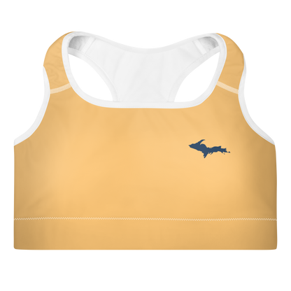 Michigan Upper Peninsula Padded Sports Bra (w/ UP Outline) | Apricot