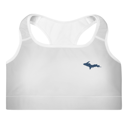 Michigan Upper Peninsula Padded Sports Bra (w/ UP Outline) | Birch Bark White