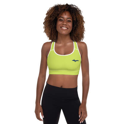 Michigan Upper Peninsula Padded Sports Bra (w/ UP Outline) | Gooseberry Green