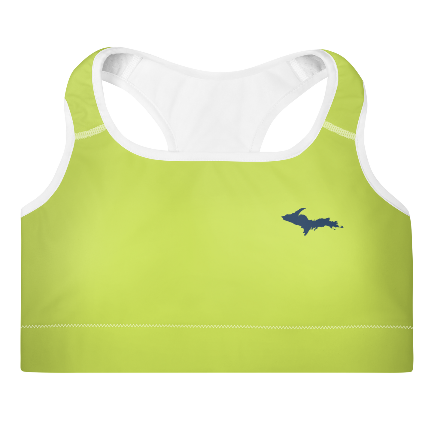 Michigan Upper Peninsula Padded Sports Bra (w/ UP Outline) | Gooseberry Green