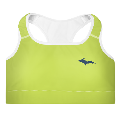 Michigan Upper Peninsula Padded Sports Bra (w/ UP Outline) | Gooseberry Green